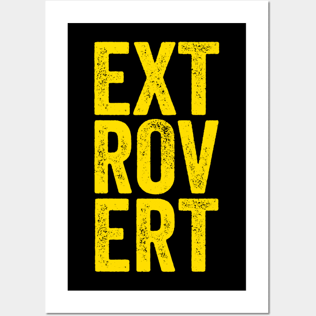 Extrovert - Yellow Distressed Typographic Gift Wall Art by Elsie Bee Designs